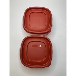 Rubbermaid  Storage Container Easy To Find Red Lid 1.25 cups Lot Of 2